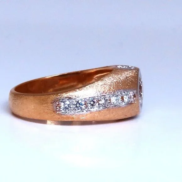 .70ct Natural round diamond mens ring 14kt brushed satin gold